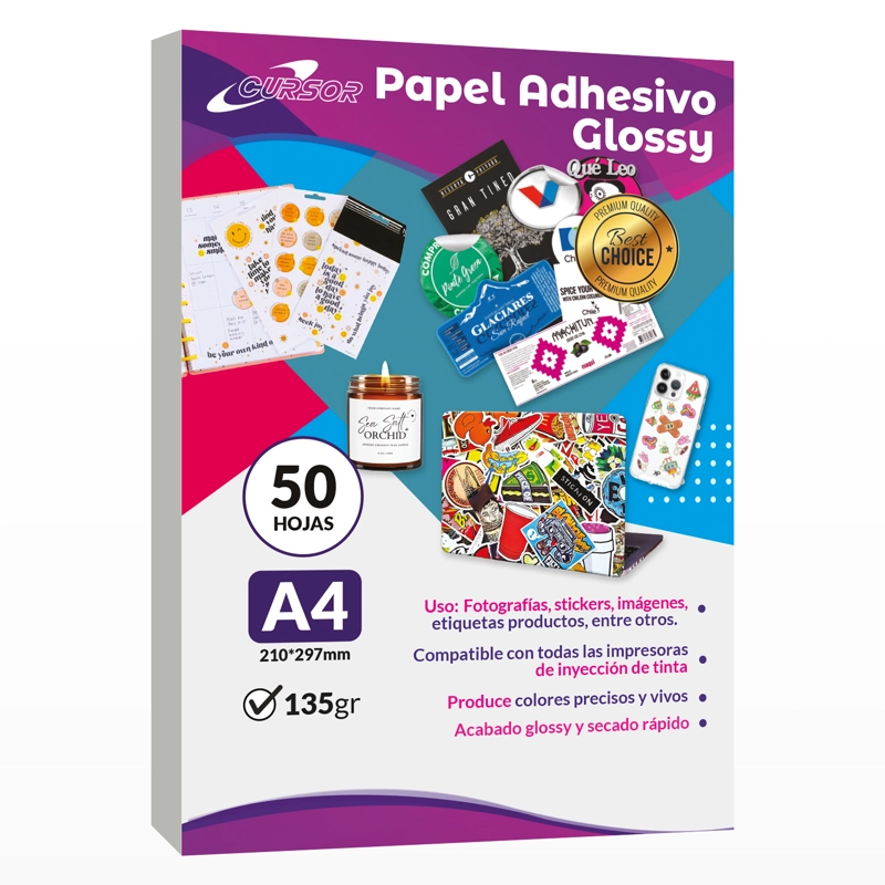PAPEL FOTOGR ADHESIVO BRILLANTE 135GR 50HJS A4 - 1