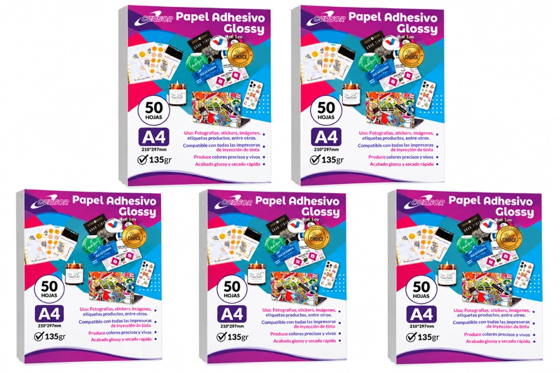 PAPEL ADHESIVO GLOSSY ANTIOXIDO A4 135GR 250HJS - 1