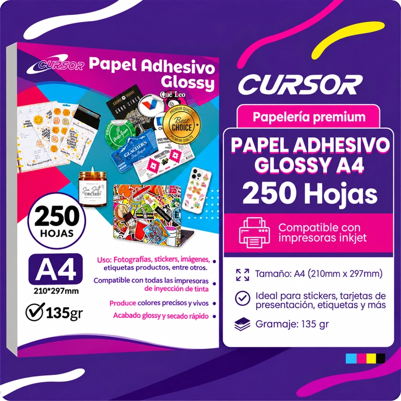 PAPEL ADHESIVO GLOSSY ANTIOXIDO A4 135GR 250HJS - 2