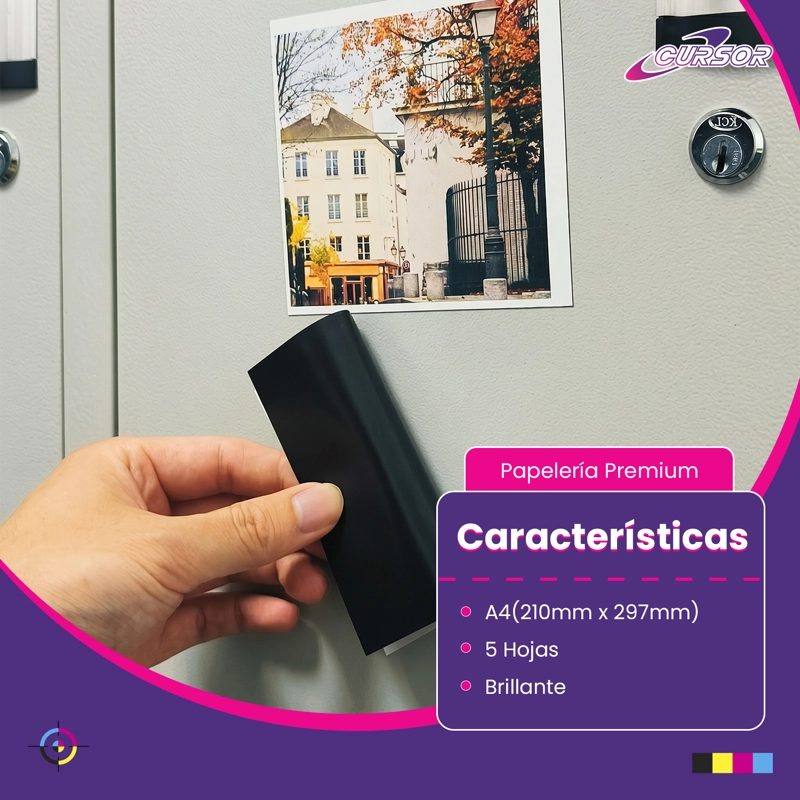 PAPEL FOTOGRAFICO GLOSSY MAGNE TICO IMANTADO 5HOJAS A4 CURSOR - 2