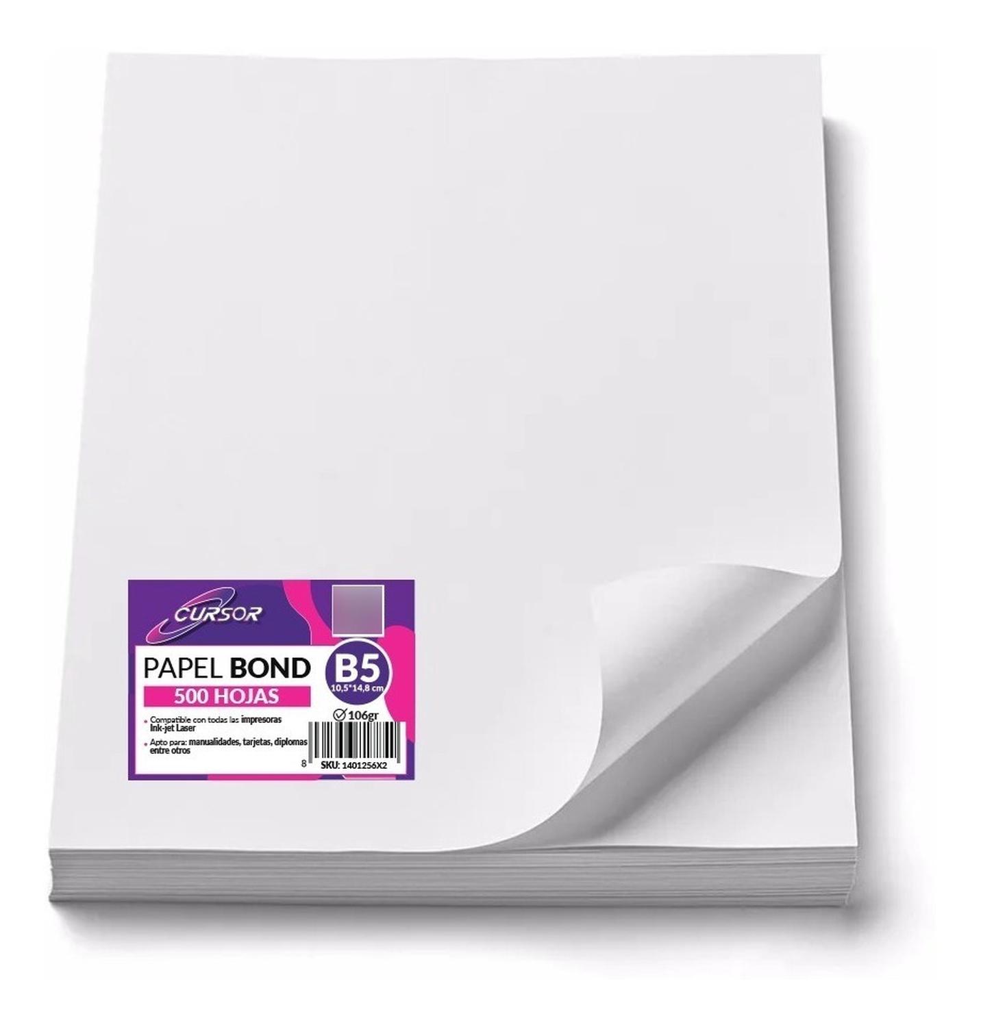 500 HOJAS PAPEL 6 BOND BLANCO B5 106GR HOJAS AGENDA - 5