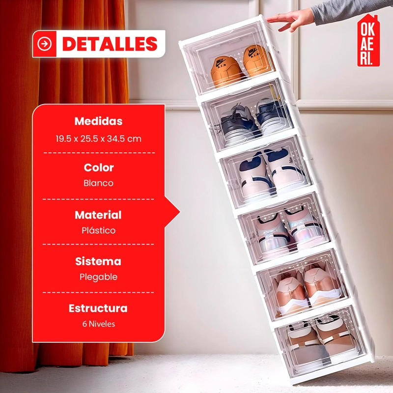 CAJA ORGANIZADORA DE ZAPATOS APILABLE OKAERI - 3