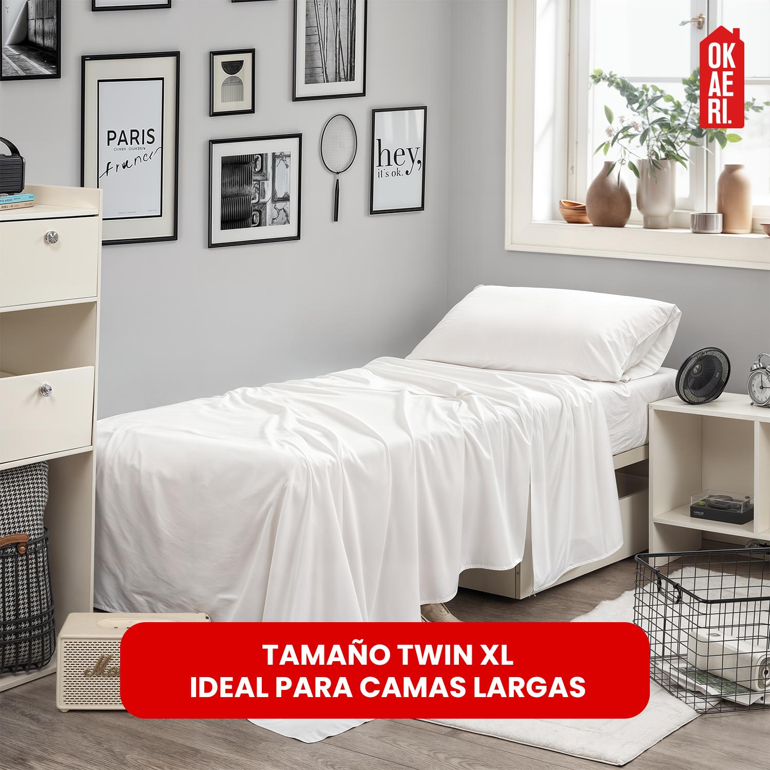 JUEGO DE SABANAS 200 HILOS TWIN XL OKAERI TAMAÑO 1 PLAZA - 3