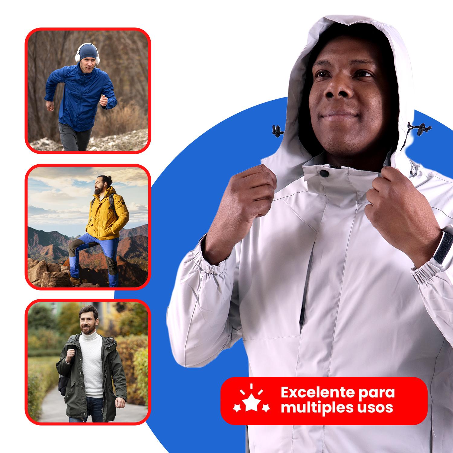 CHAQUETA CORTAVIENTO IMPERMEABLE CON MICROPOLAR HOMBRE - 3