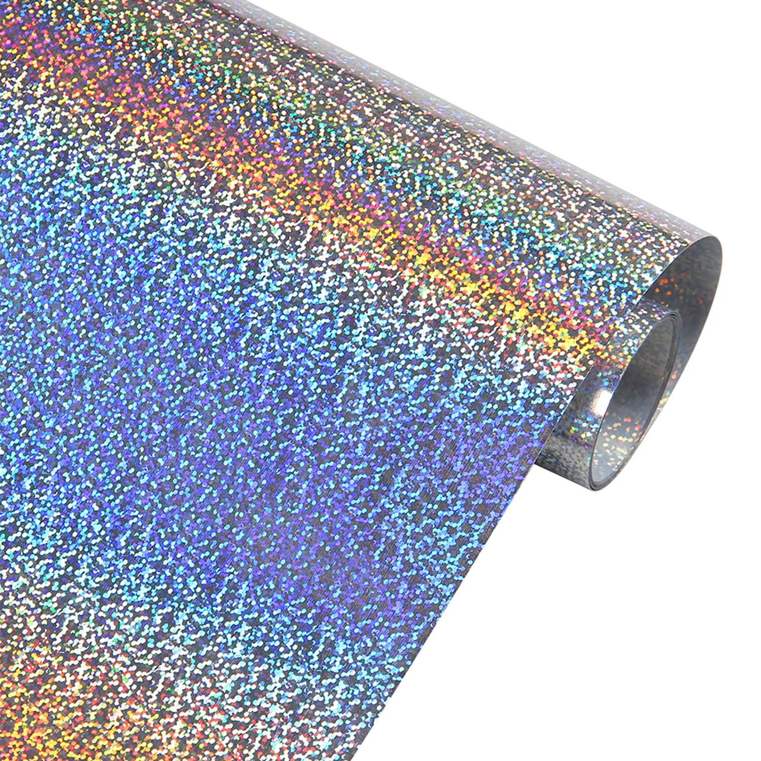 VINILO HOLOGRAFICO TEXTIL DISEÑOS 50 CM X 1 METRO CURSOR PLATEADO ESCARCHA PLATA Y1 - 1