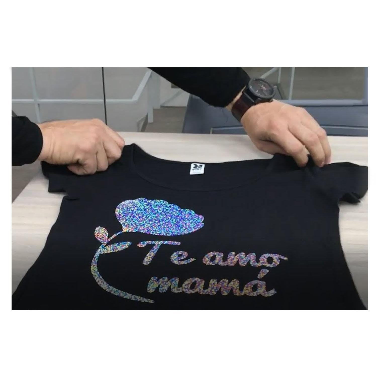 VINILO HOLOGRAFICO TEXTIL DISEÑOS 50 CM X 1 METRO CURSOR PLATEADO ESCARCHA PLATA Y1 - 6