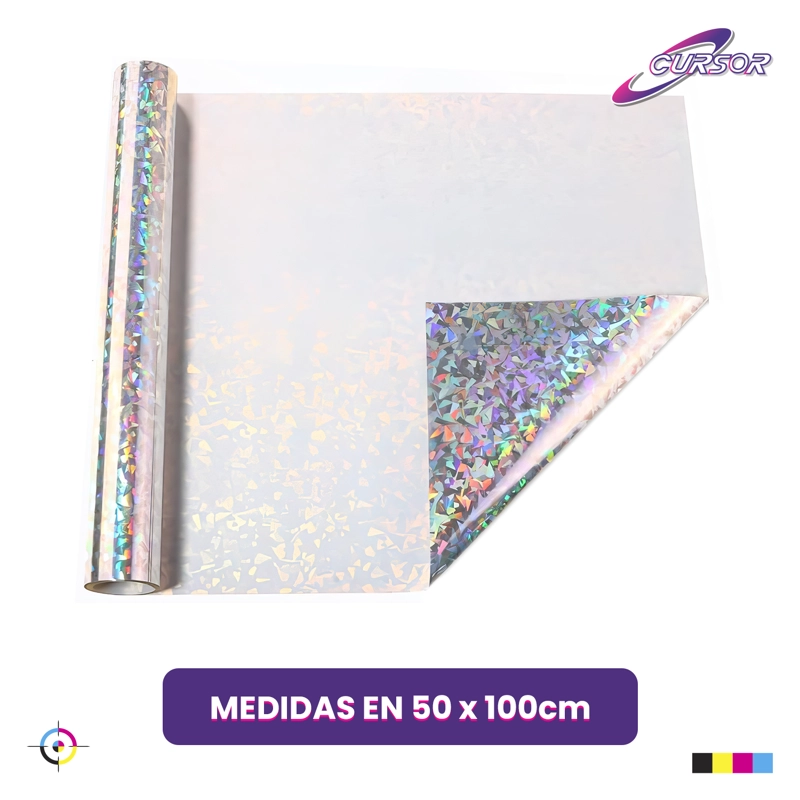 VINILO HOLOGRAFICO TEXTIL DISEÑOS 50 CM X 1 METRO CURSOR GRIS DIAMANTE Y10 - 2