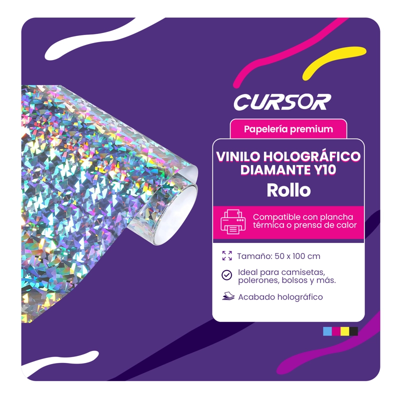 VINILO HOLOGRAFICO TEXTIL DISEÑOS 50 CM X 1 METRO CURSOR GRIS DIAMANTE Y10 - 3