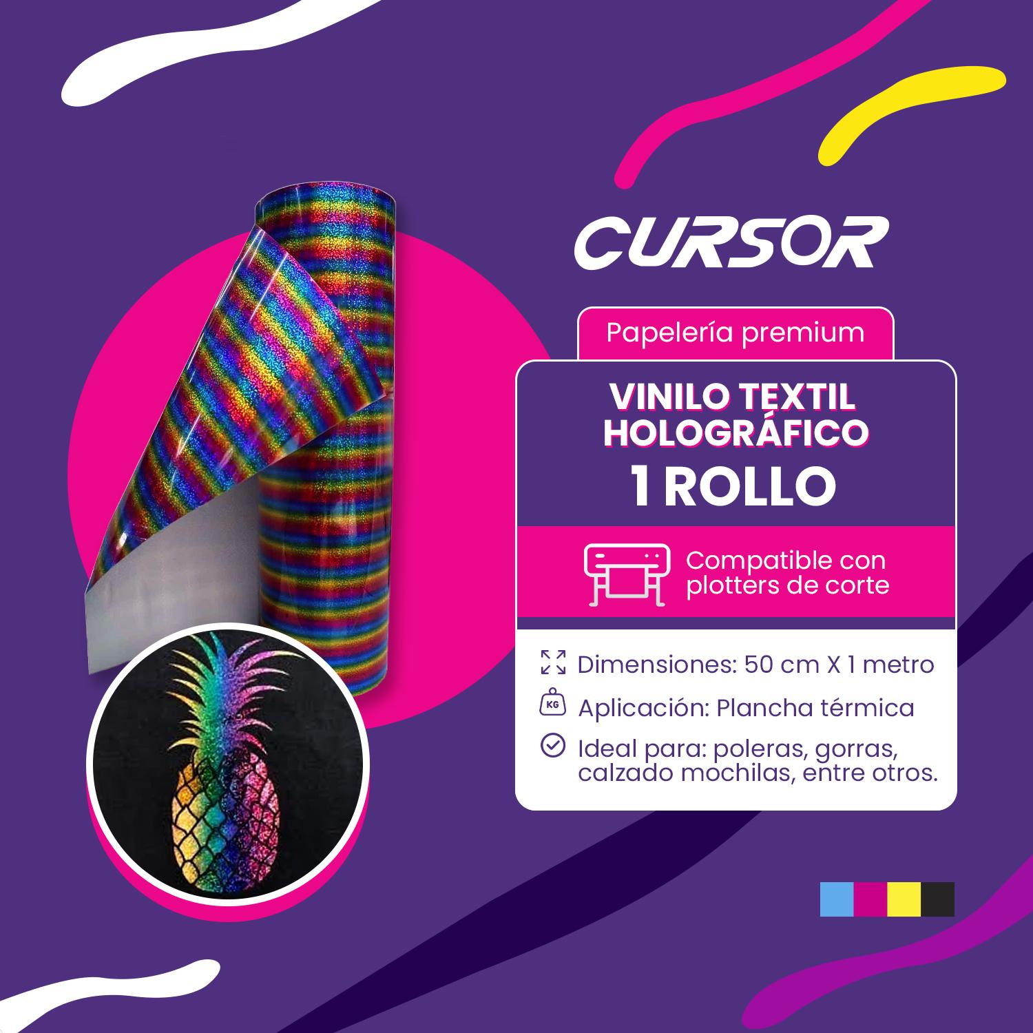 VINILO HOLOGRAFICO TEXTIL DISEÑOS 50 CM X 1 METRO CURSOR PURPURA TORNASOL Y13 - 3