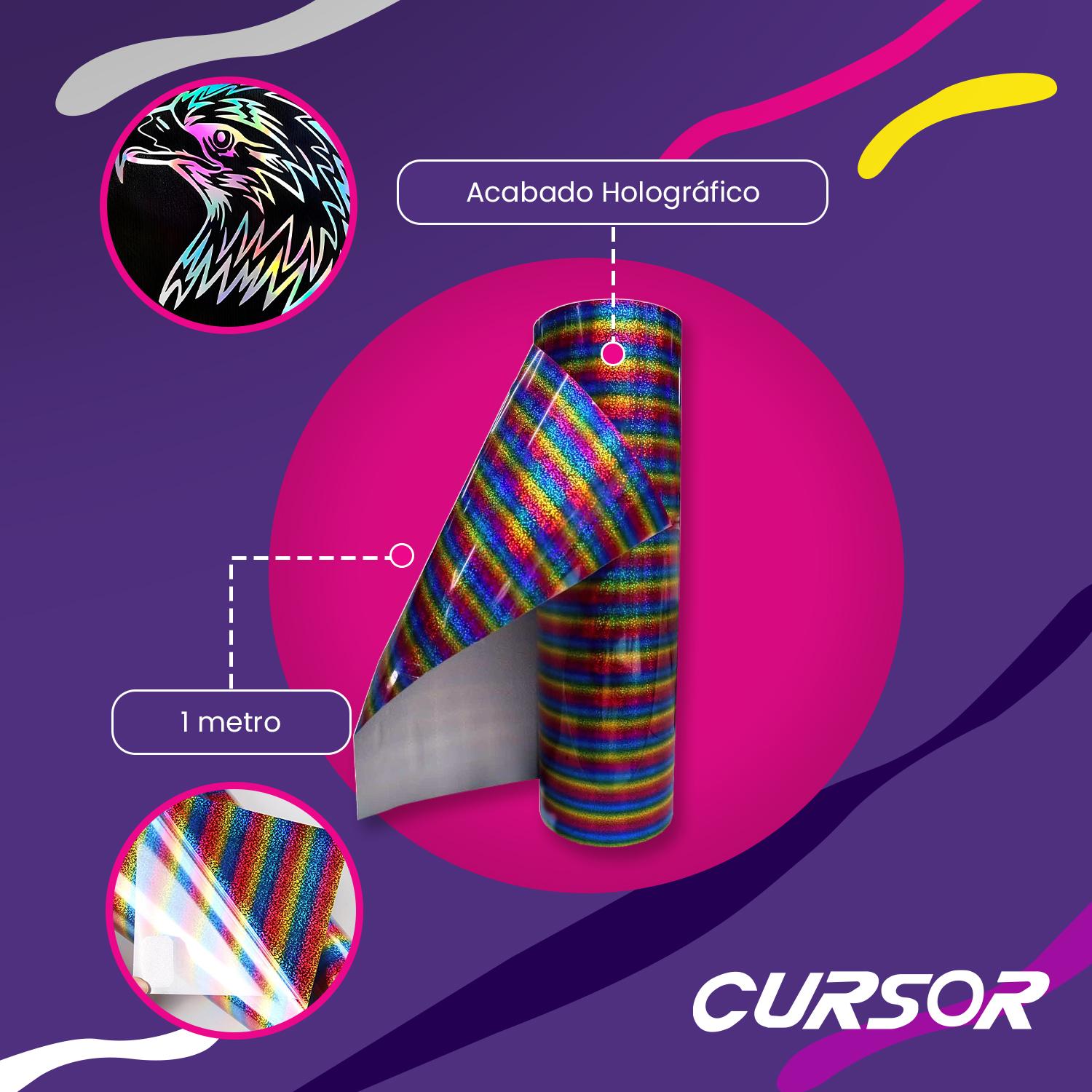 VINILO HOLOGRAFICO TEXTIL DISEÑOS 50 CM X 1 METRO CURSOR PURPURA TORNASOL Y13 - 5