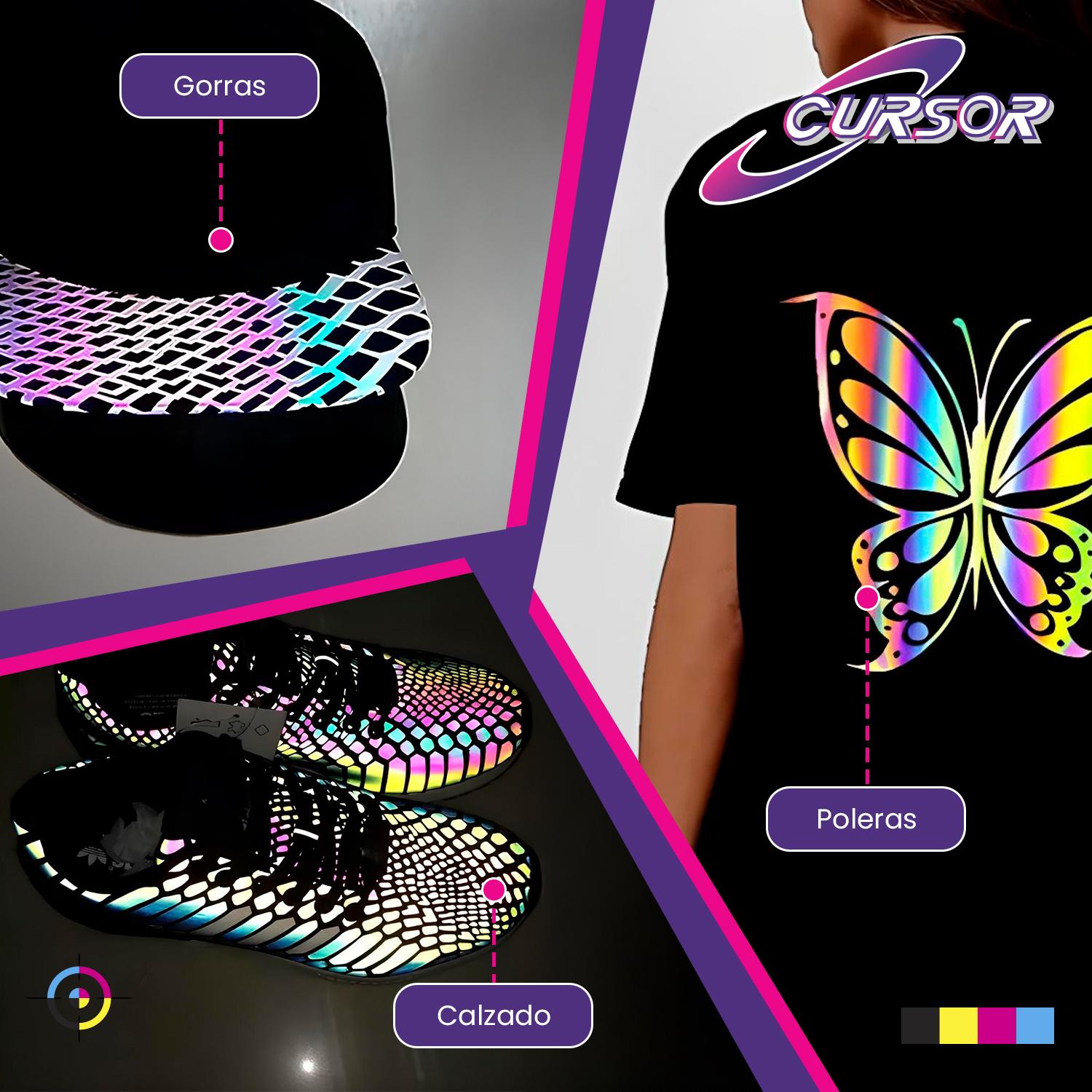 VINILO HOLOGRAFICO TEXTIL DISEÑOS 50 CM X 1 METRO CURSOR PURPURA TORNASOL Y13 - 7