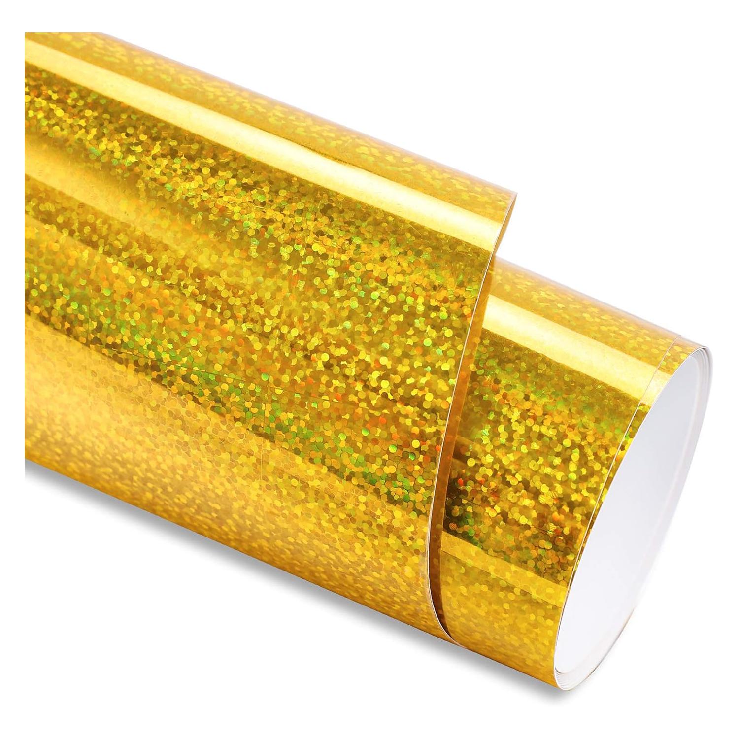 VINILO HOLOGRAFICO TEXTIL DISEÑOS 50 CM X 1 METRO CURSOR DORADO ESCARCHA DORADA Y2 - 1