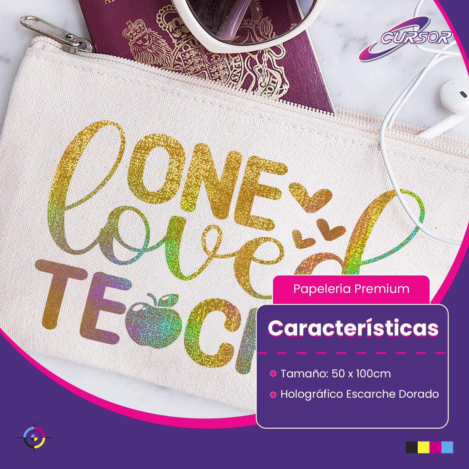 VINILO HOLOGRAFICO TEXTIL DISEÑOS 50 CM X 1 METRO CURSOR DORADO ESCARCHA DORADA Y2 - 4