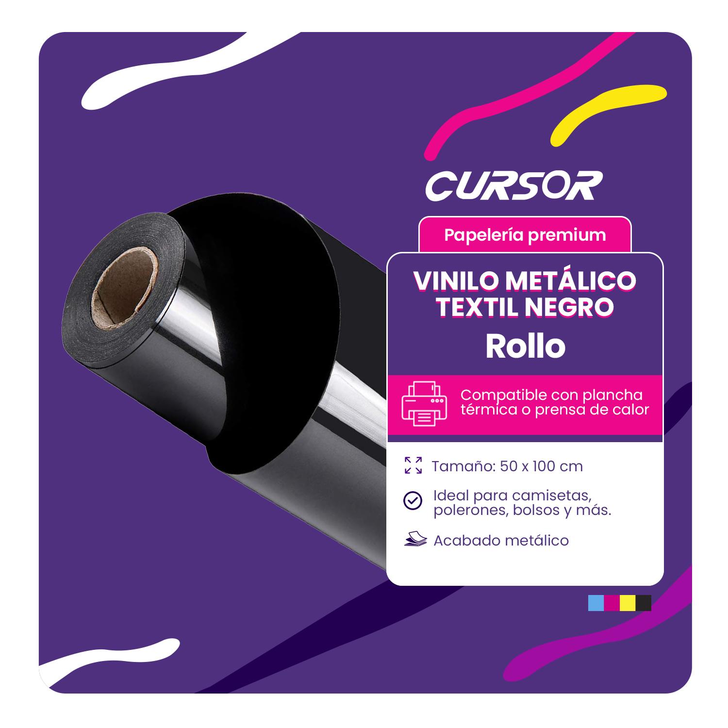VINILO METALICO TEXTIL COLORES Y01 50CM X1MT CURSOR COLOR NEGRO - 3