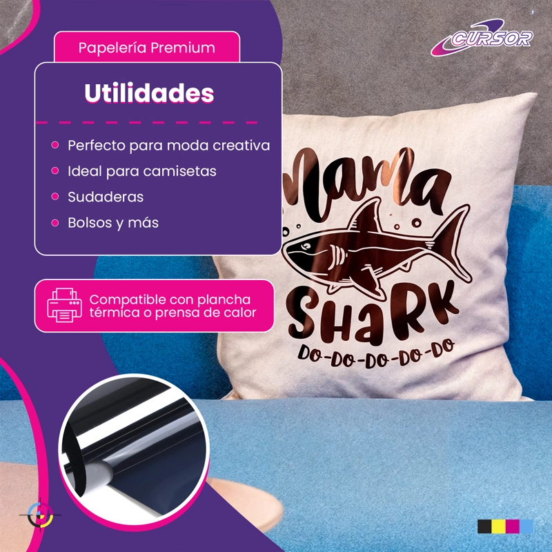 VINILO METALICO TEXTIL COLORES Y01 50CM X1MT CURSOR COLOR NEGRO - 4