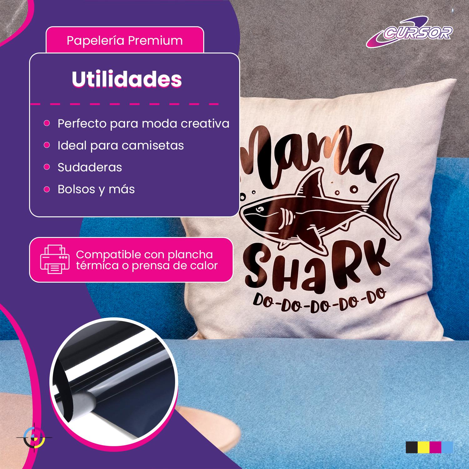 VINILO METALICO TEXTIL COLORES Y01 50CM X1MT CURSOR COLOR NEGRO - 4