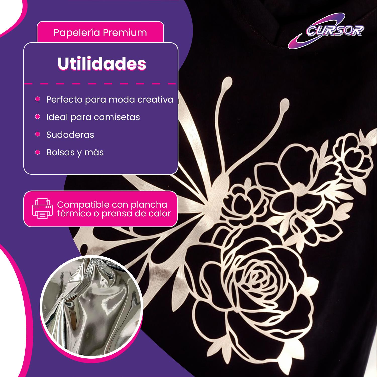 VINILO METALICO TEXTIL COLORES Y01 50CM X1MT CURSOR COLOR PLATEADO - 5