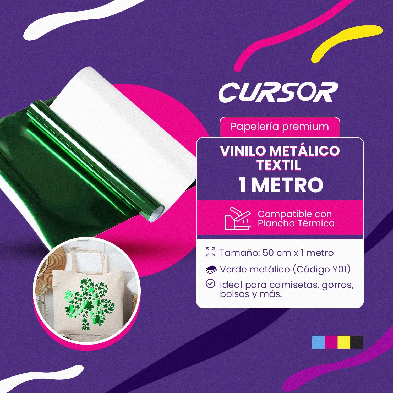 VINILO METALICO TEXTIL COLORES Y01 50CM X1MT CURSOR COLOR VERDE - 3