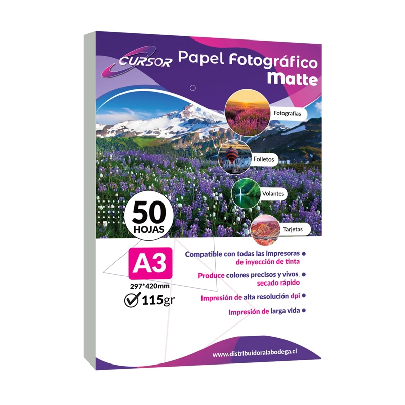 PAPEL FOTO ALTA RESOLUCION MATTE A3 115GR 50 HOJAS TAMAÑO A3 - 1