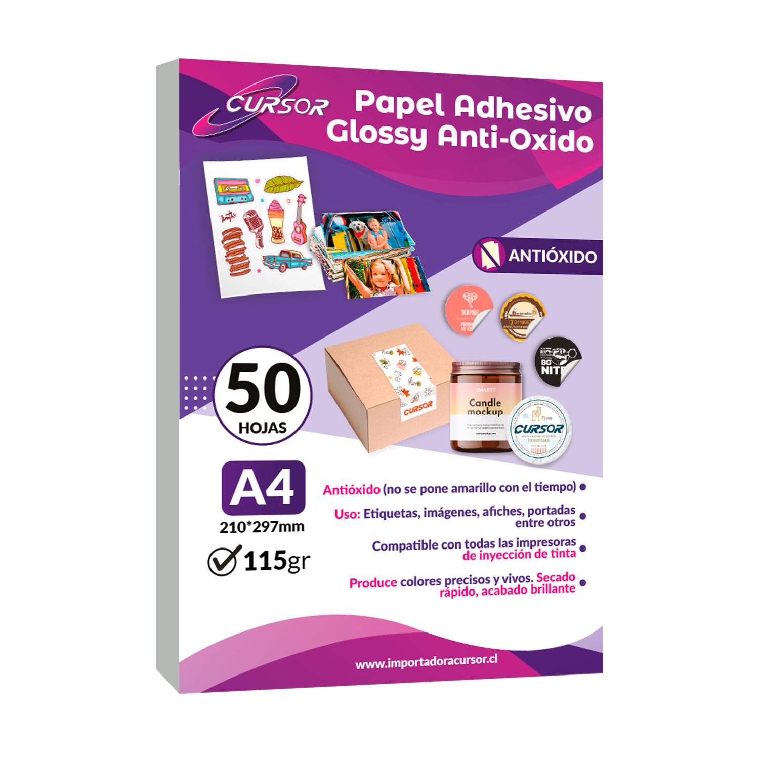 PAPEL ADHESIVO FOTOGRAFICO ANTIOXIDO GLOSSY A4/115G/50 HJS - 1