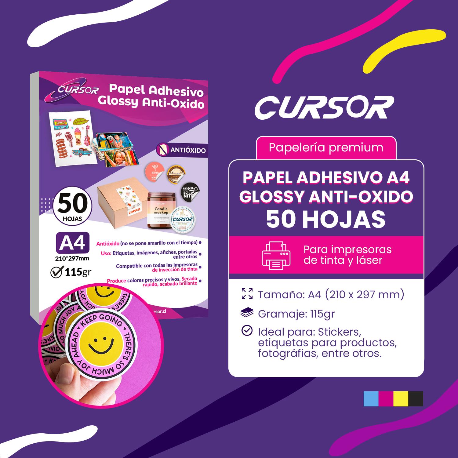 PAPEL ADHESIVO FOTOGRAFICO ANTIOXIDO GLOSSY A4/115G/50 HJS - 2