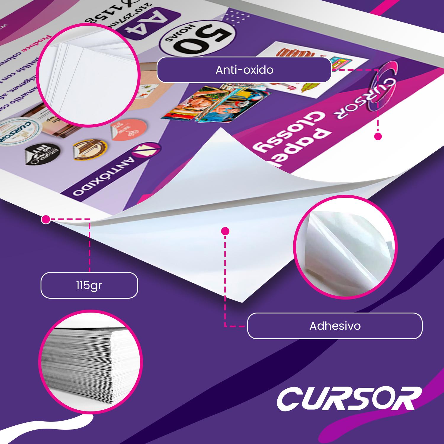 PAPEL ADHESIVO FOTOGRAFICO ANTIOXIDO GLOSSY A4/115G/50 HJS - 3