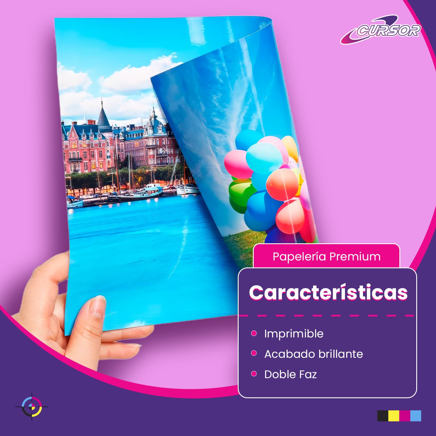 PAPEL FOTOGRAFICO DOBLE FAZ GLOSSY CURSOR A4 180 GR 100 HJS - 3