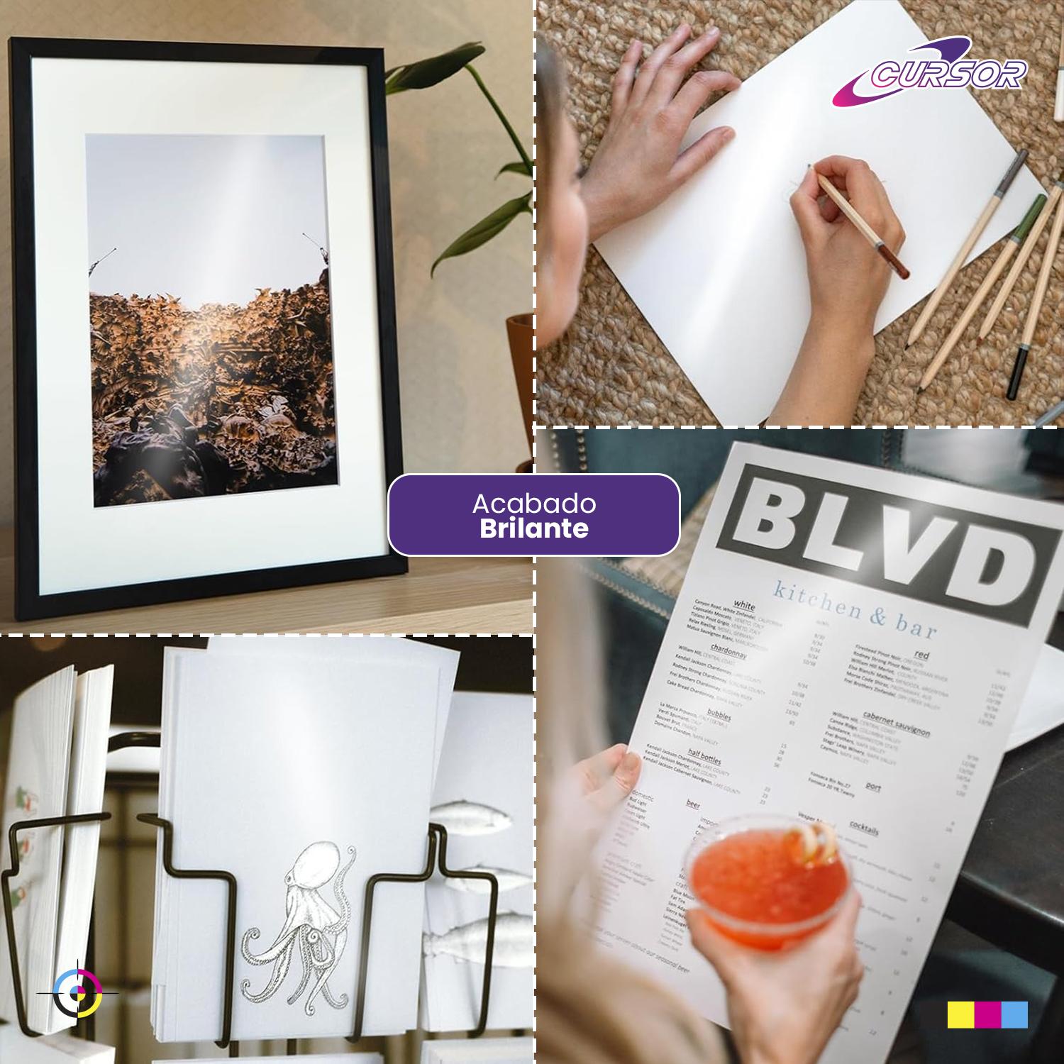 PAPEL FOTOGRAFICO DOBLE FAZ GLOSSY CURSOR A4 180 GR 100 HJS - 5