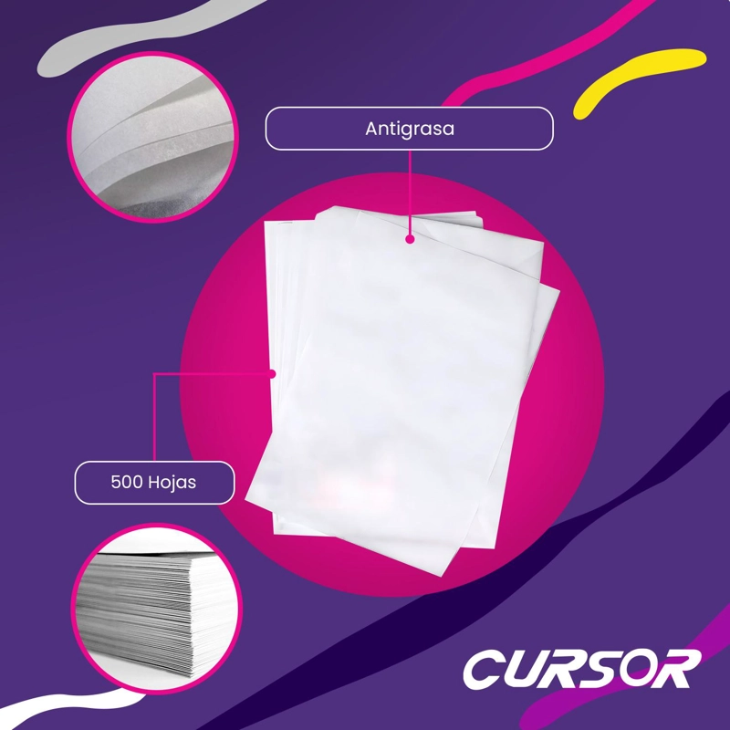 PAPEL MANTEQUILLA 500 HOJAS OFICIO IMPRIMIBLE CURSOR BLANCO 40GM - 3