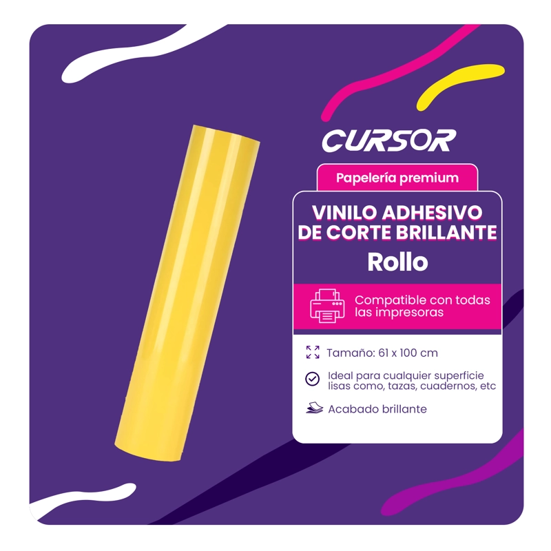 VINILOS ADHESIVOS DE CORTE BRILLANTE IMPRIMIBLE 61 CMS X MTS - 2