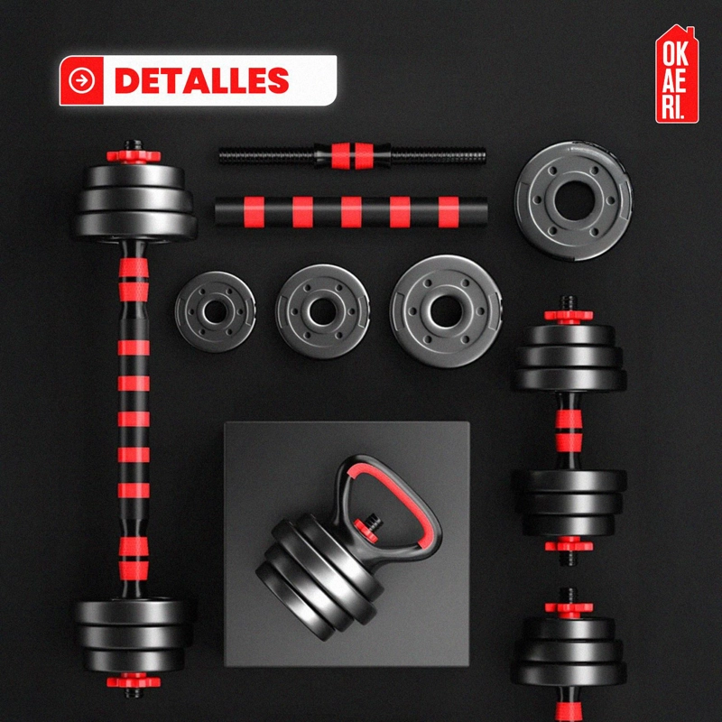 SET MANCUERNA AJUSTABLE 20KL PESA RUSA, BARRA EXTENSION MARCA OKAERI - 8