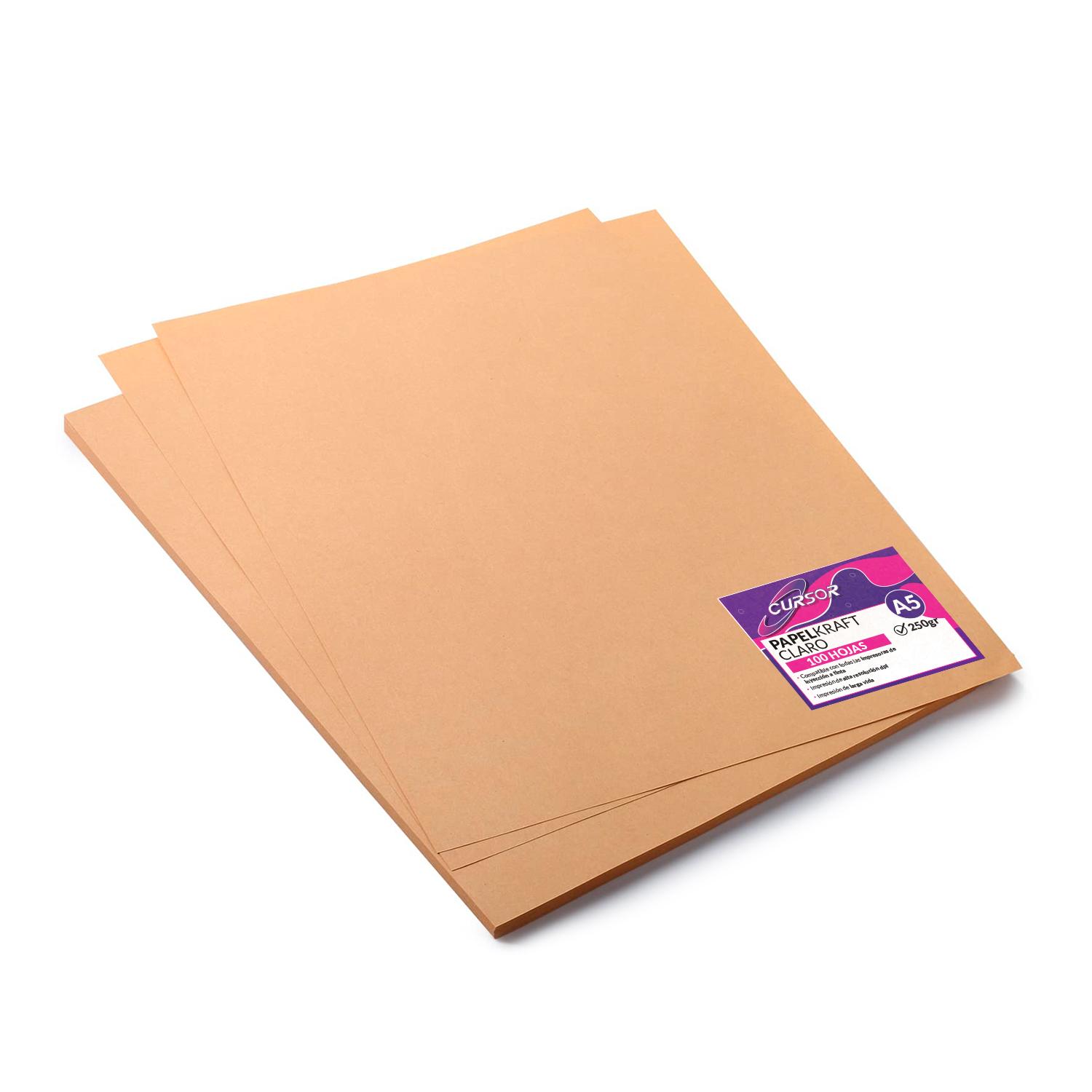 PAPEL KRAFT CLARO 250 GR 100 HOJAS A5 CURSOR - 1