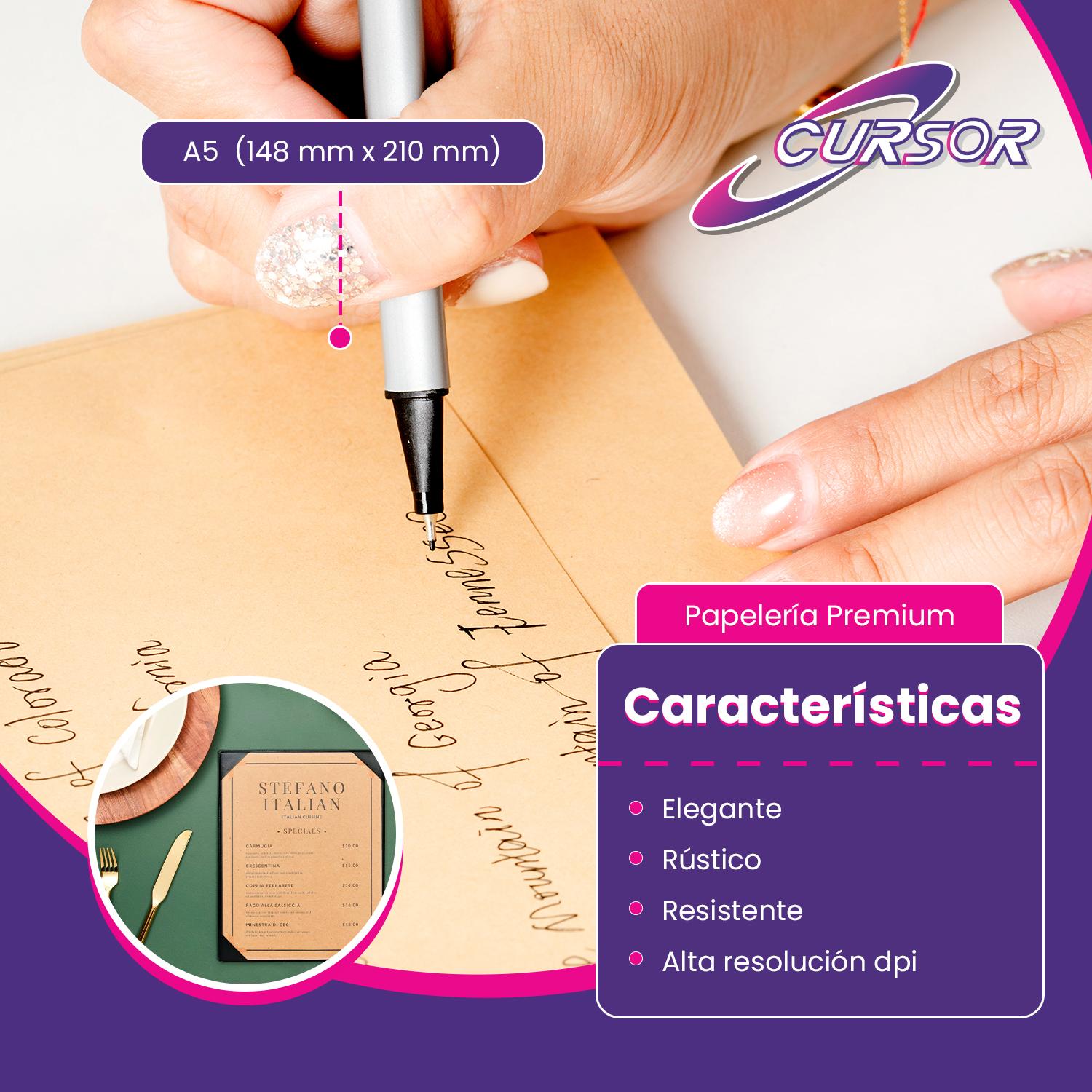 PAPEL KRAFT CLARO 250 GR 100 HOJAS A5 CURSOR - 5