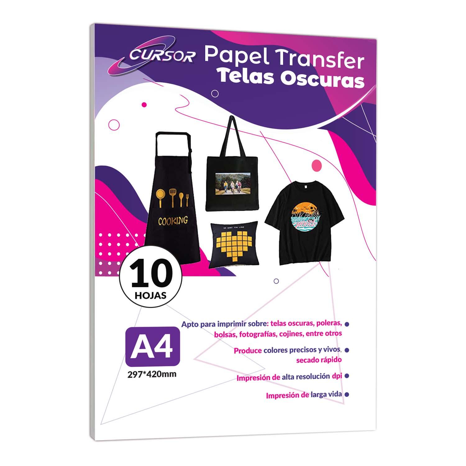 PAPEL TRANSFER TELAS OSCURAS CON PAPEL SILICONADO 10 HOJS A4 - 1
