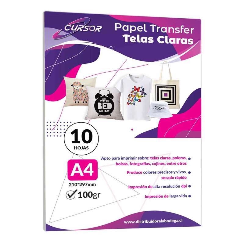 PAPEL TRANSFER TELAS CLARAS 10 HOJAS A4 CURSOR - 1