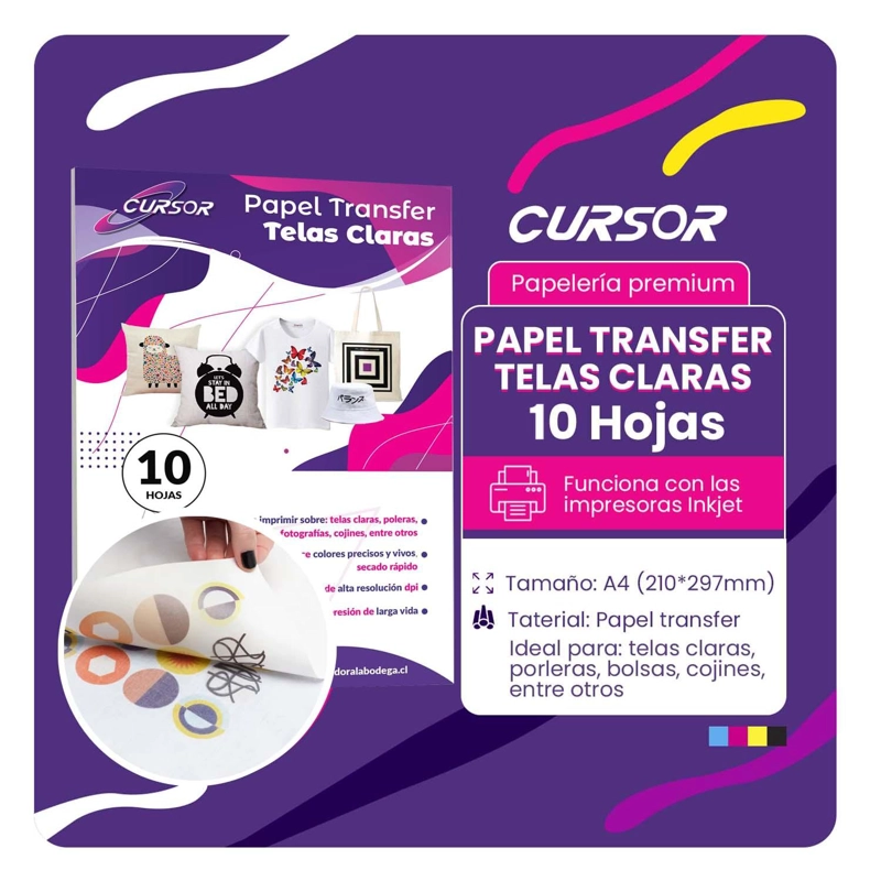 PAPEL TRANSFER TELAS CLARAS 10 HOJAS A4 CURSOR - 2