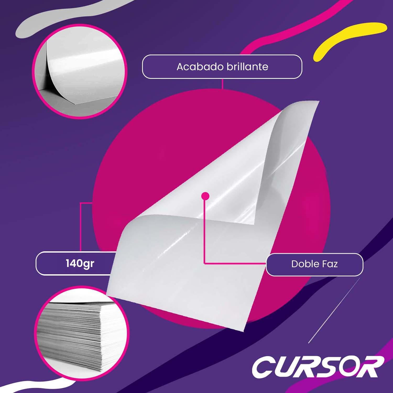 PAPEL FOTOGRAFICO DOBLE FAZ GLOSSY CURSOR A4 140 GR 100 HJS - 8