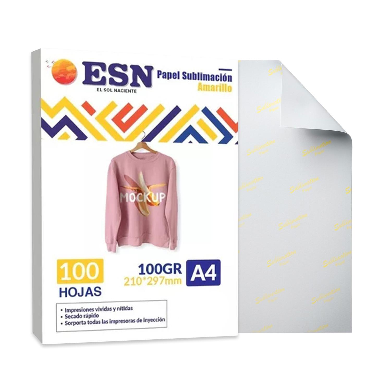 PAPEL SUBLIMACION SECADO RAPIDO AMARILLO A4 100GR 100H ESN - 1