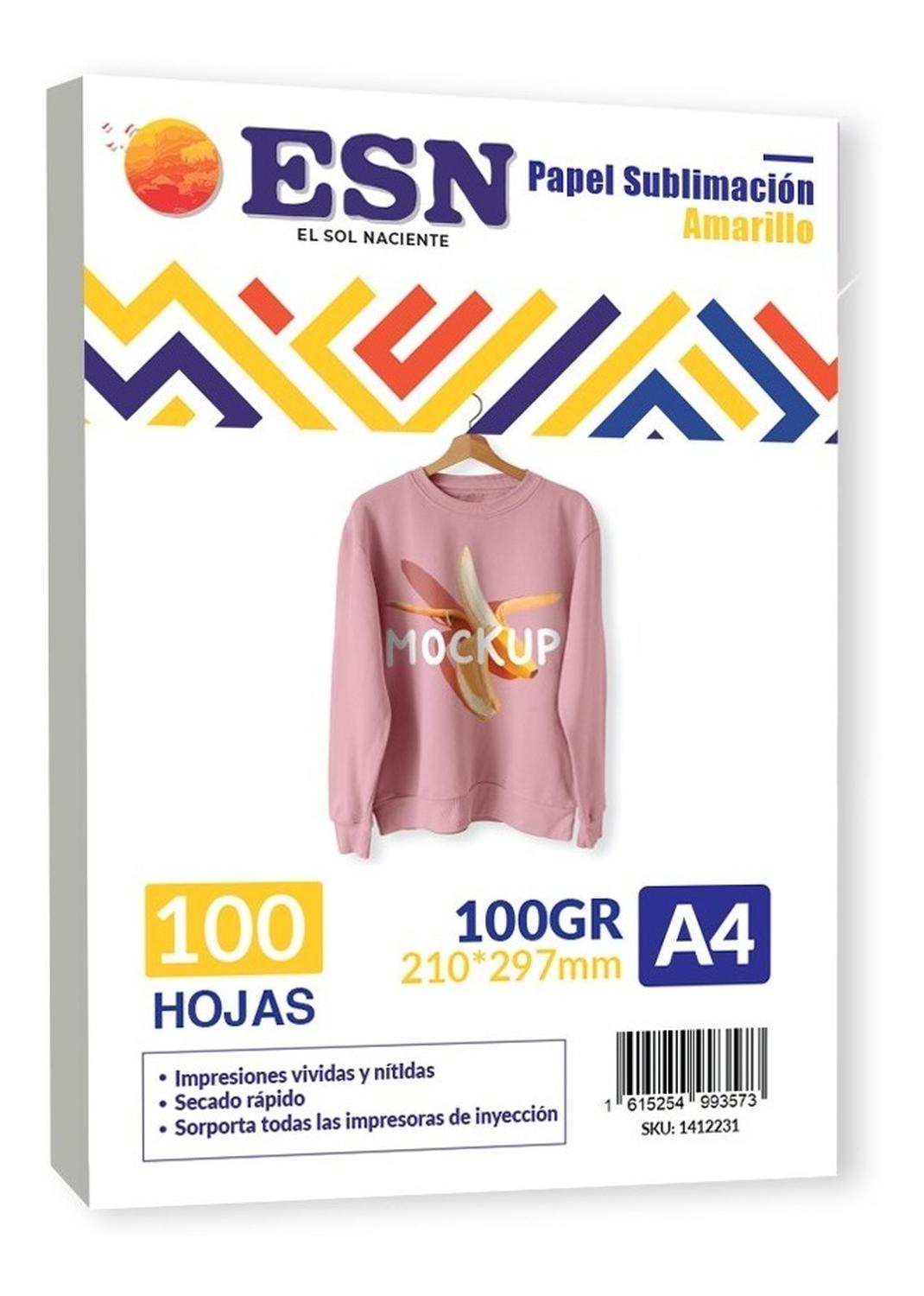 PAPEL SUBLIMACION SECADO RAPIDO AMARILLO A4 100GR 100H ESN - 2