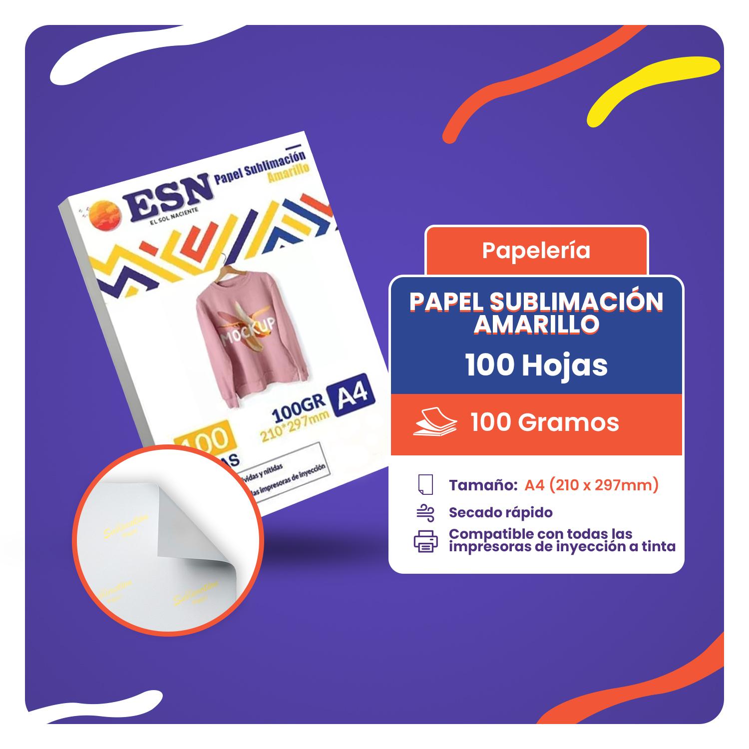 PAPEL SUBLIMACION SECADO RAPIDO AMARILLO A4 100GR 100H ESN - 3