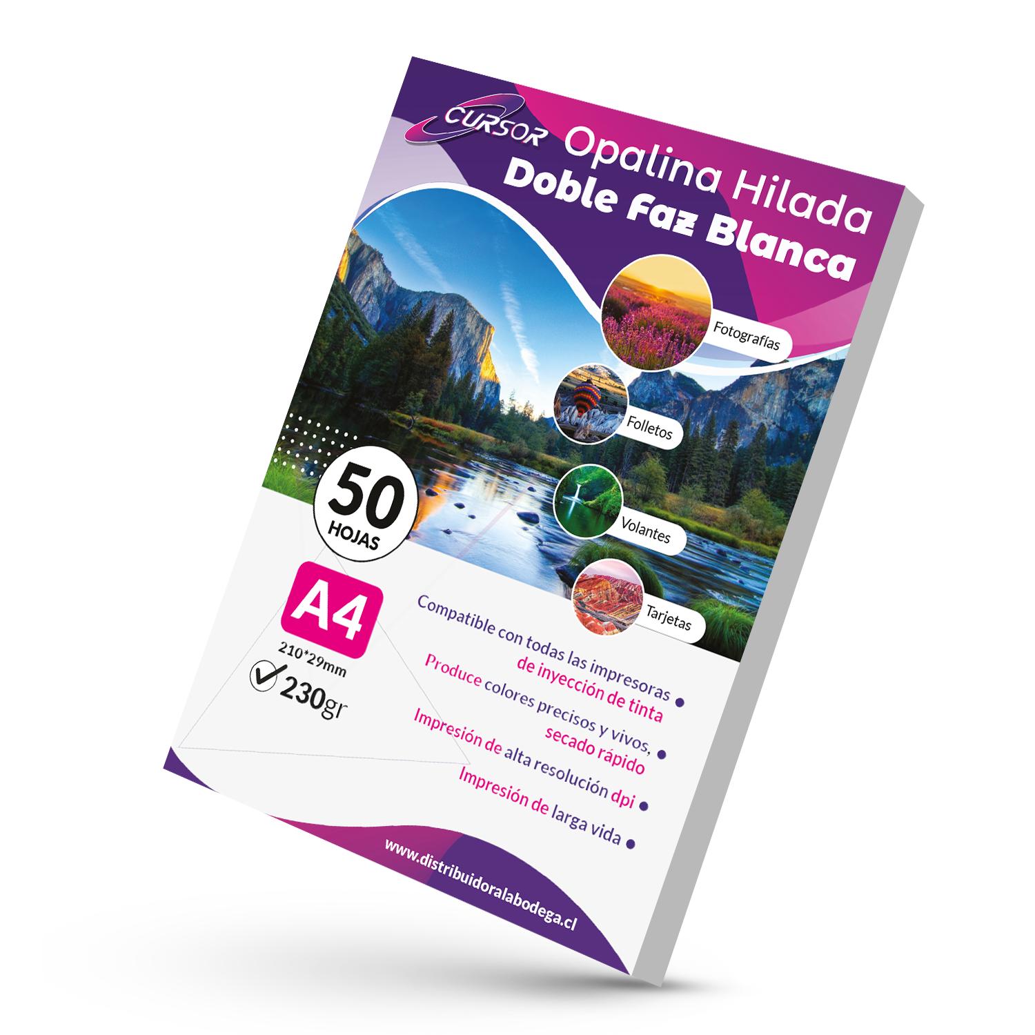 PAPEL OPALINA TEXTURA BRILLANTE DOBLE FAZ HILADA 230G 50H A4 - 1