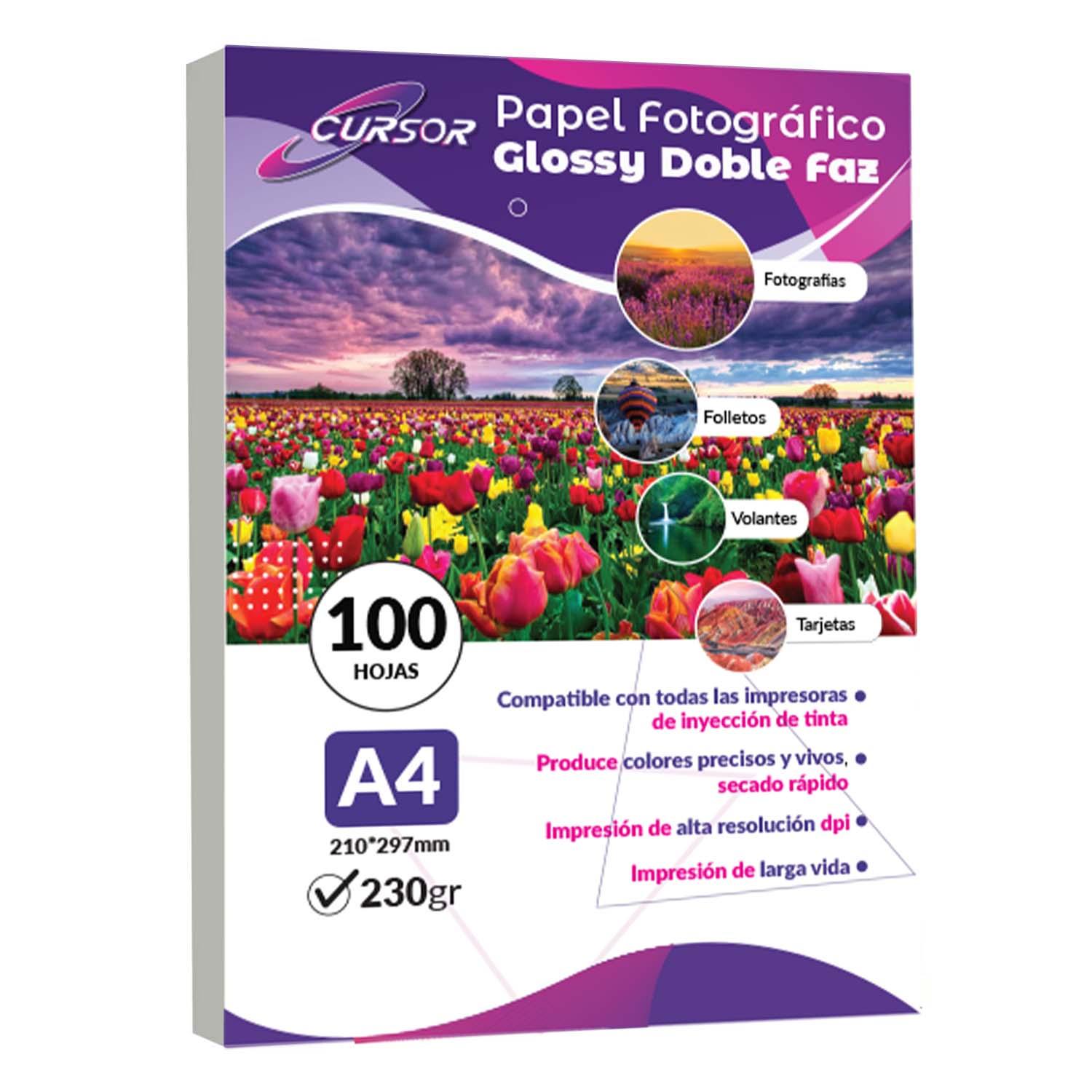 PAPEL FOTOGRAFICO GLOSSY DOBLE FAZ A4 230GR 100HOJAS - 1