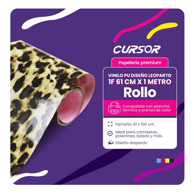 VINILO PU FLUORESCENTE DISEÑOS 1F 61 CM X 1 METRO CURSOR LEOPARDO - 2
