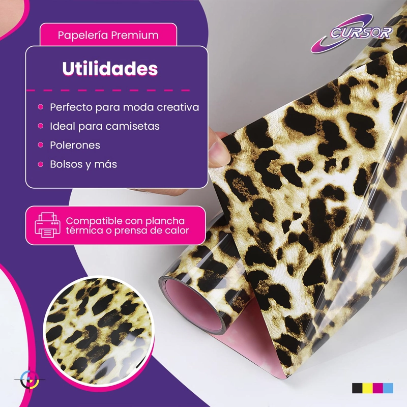 VINILO PU FLUORESCENTE DISEÑOS 1F 61 CM X 1 METRO CURSOR LEOPARDO - 3
