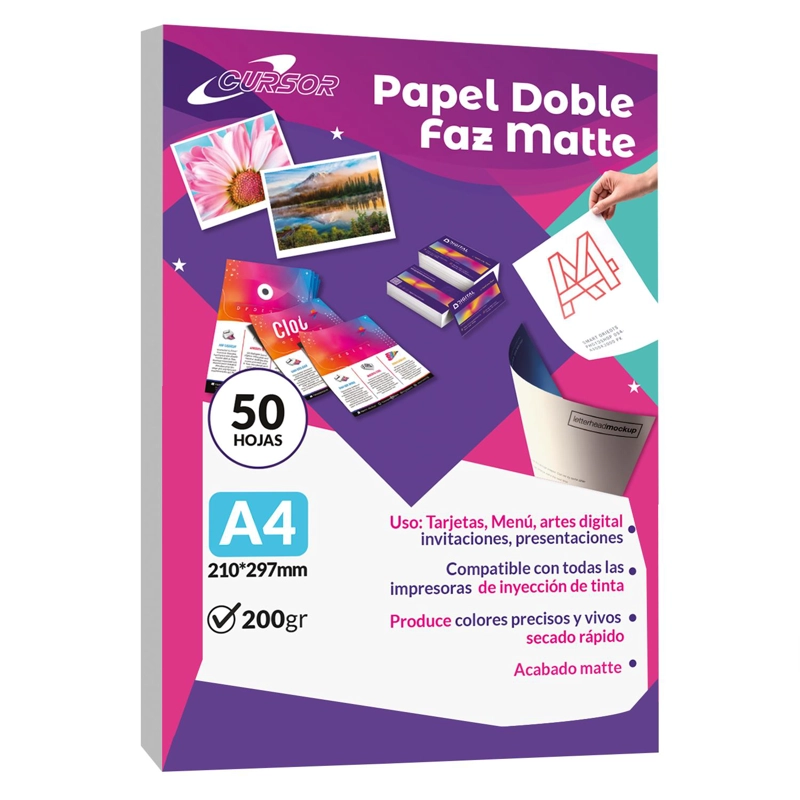 PAPEL DOBLE FAZ MATTE A4 200GR 50 HOJAS - 1