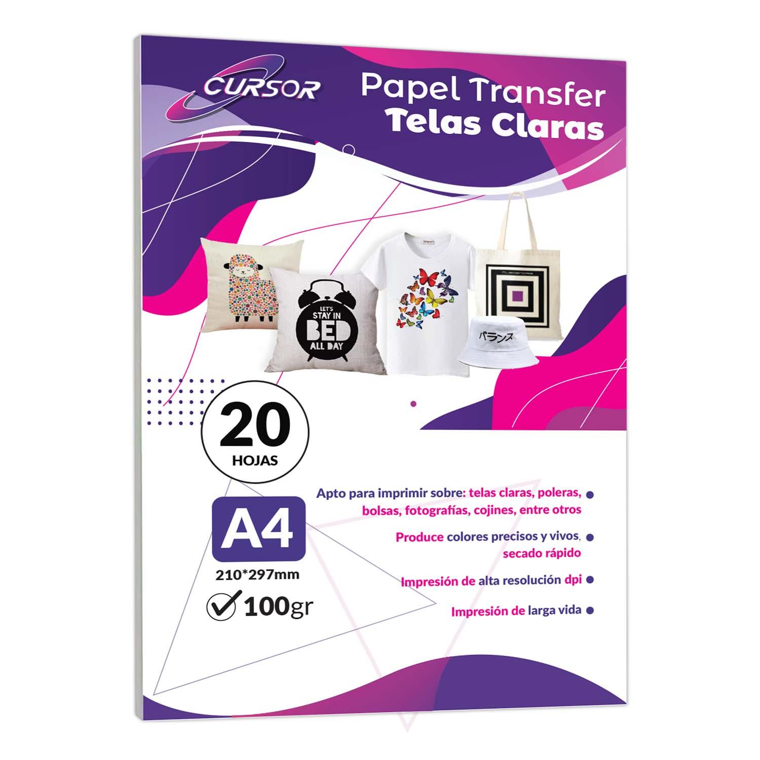 PAPEL TRANSFER TELAS CLARAS 20 HOJAS A4 CURSOR - 1