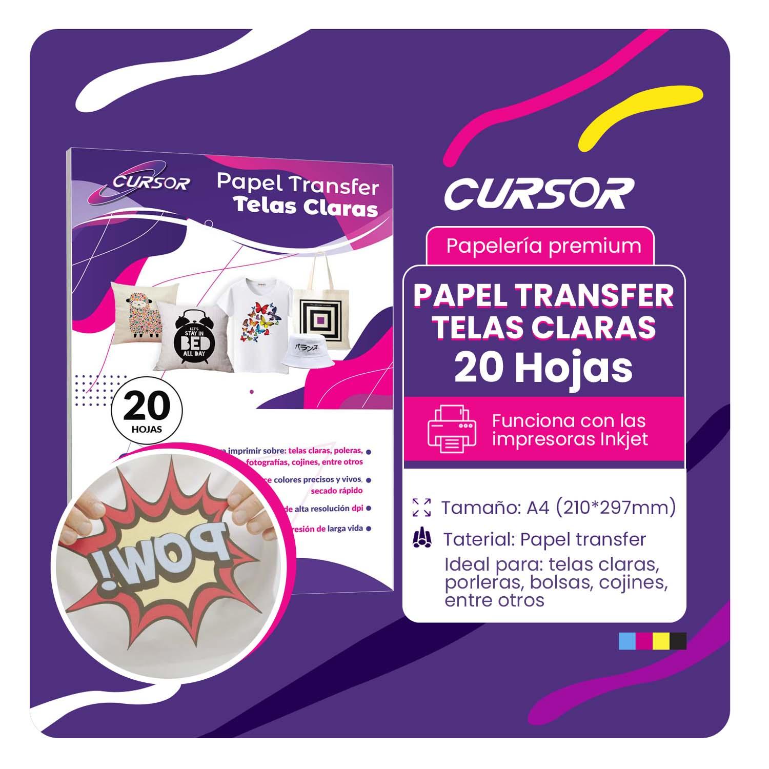 PAPEL TRANSFER TELAS CLARAS 20 HOJAS A4 CURSOR - 2