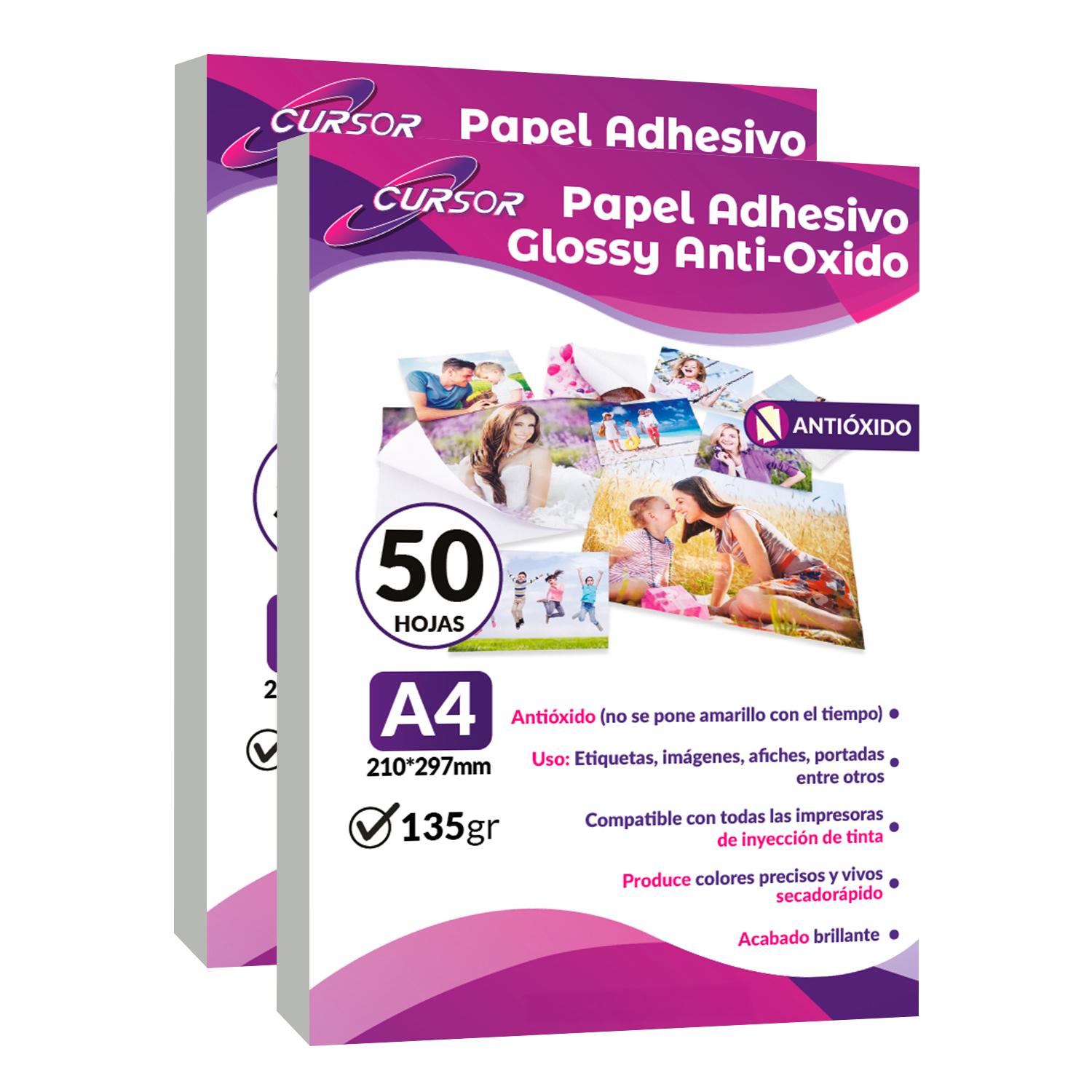 PACK 2 X GLOSSY ADHESIVO ANTIOXIDO A4 135G 50H CURSOR - 1