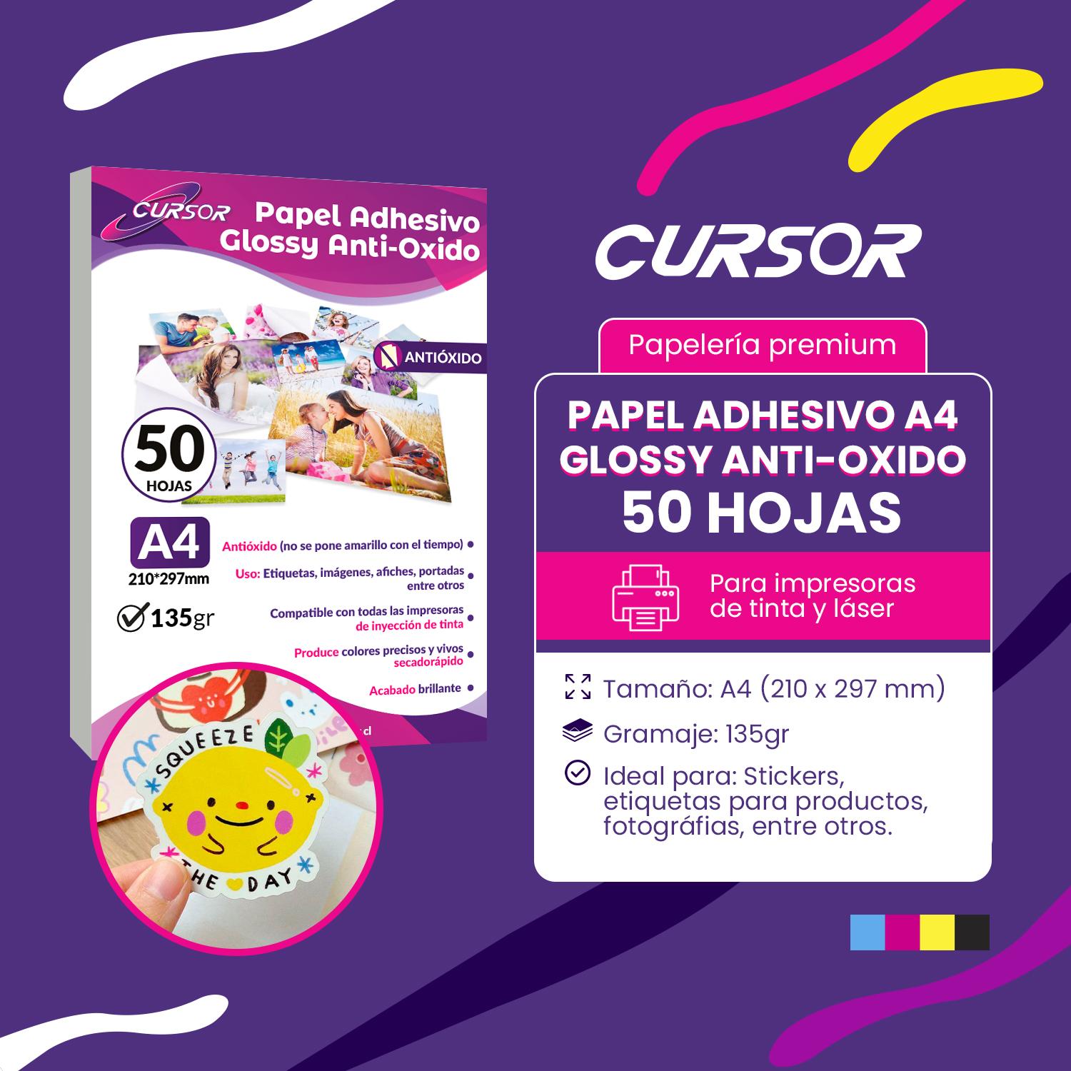 PACK 2 X GLOSSY ADHESIVO ANTIOXIDO A4 135G 50H CURSOR - 2