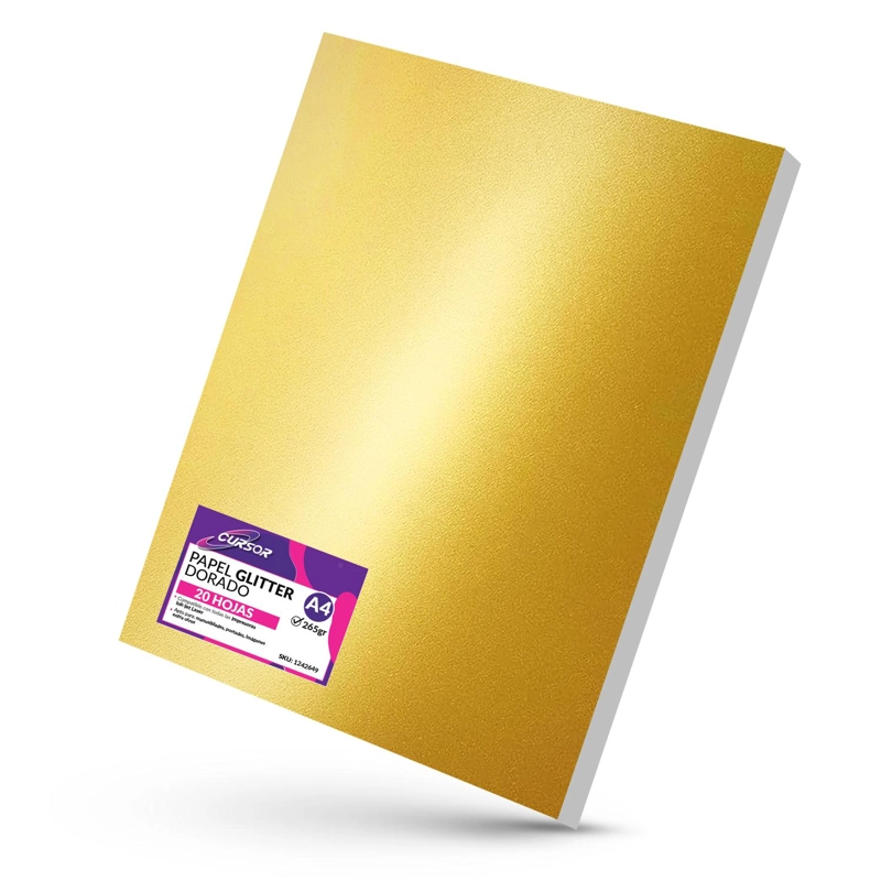 PAPEL FOTOGRAFICO GLITTER GLOSSY DORADO 20HJS A4 - 1